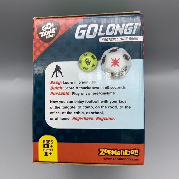 Go LOng! Football Dice Game Travel Edition Zobmondo 2012 Family Fun - Picture 6 of 11